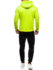 Világos szeladon színű férfi melegítő együttes kenguru típusú kapucnis pulcsival Bolf D002-72