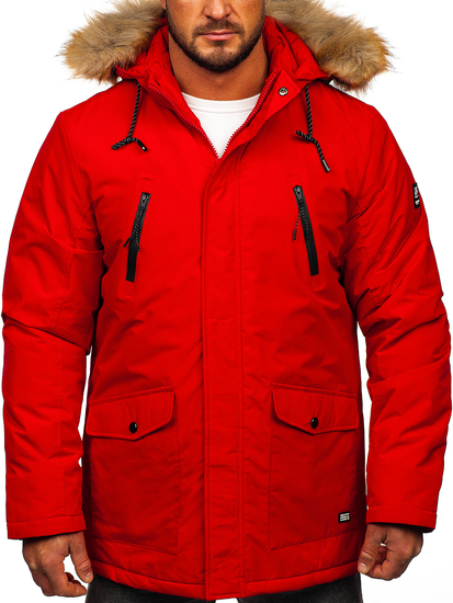 Piros férfi téli parka kabát Bolf WX032A