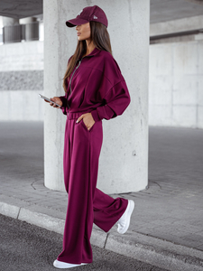 Női két darabos szett cipzárral bordó Bolf 821109