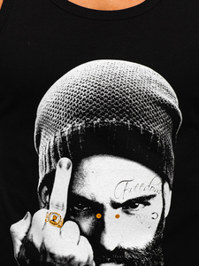 Mintás tank-top bokszoláshoz fekete színben Bolf 14842