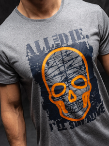 Mintás férfi póló antracitszürke színben Bolf Y70007