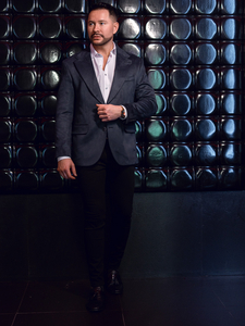 Férfi sötétkék bársony zakó Bolf 24410