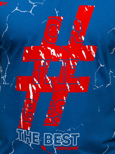 Mintás kék színű férfi pamutpóló Bolf 14728