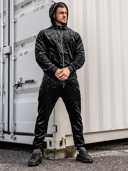 Férfi fekete velúr tréningruha Bolf 3B113A2