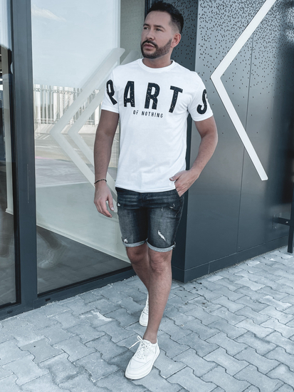 Férfi póló mintával fehér Bolf 1180