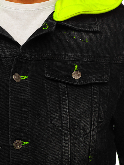 Férfi farmerdzseki kapucnival fekete Bolf 1-2