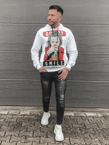 Fehér mintás férfi pulcsi kapucnival Bolf 6384