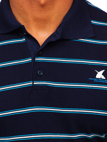 Férfi galléros póló gránátkék színben Bolf 14954