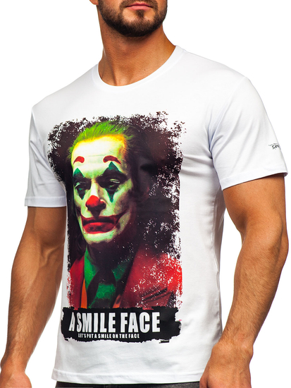 Mintás férfi póló fehér színben Bolf GS2554