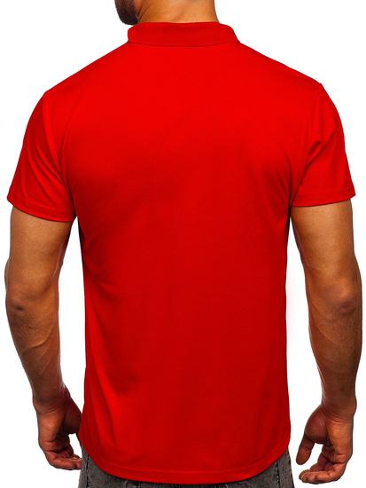 Piros színű férfi galléros póló Bolf 8T80