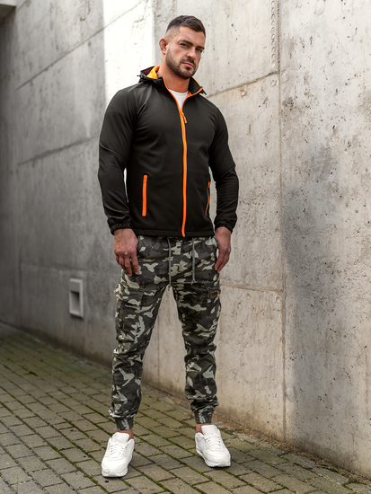 Fekete-narancssárga férfi átmeneti softshell dzseki Bolf HH017A