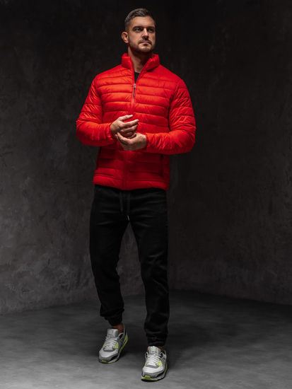 Átmeneti steppelt férfi dzseki piros színben Bolf 13007