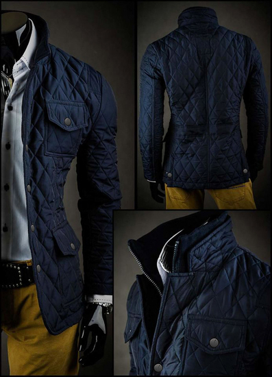 Sötétkék elegáns steppelt férfi dzseki Bolf 802A