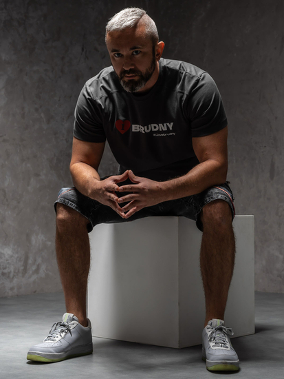 Grafit férfi póló Igor Brudny kollekcióból nyomattal 02