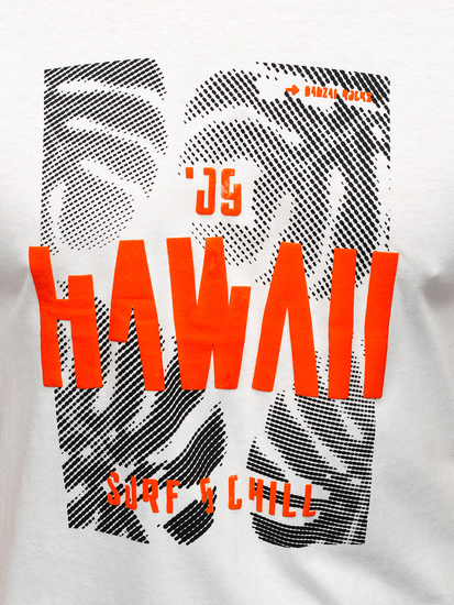 Fehér pamut férfi póló mintával Bolf MPO3497