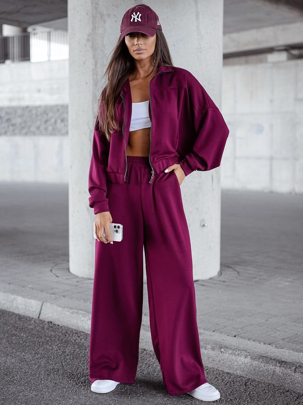 Női két darabos szett cipzárral bordó Bolf 821109