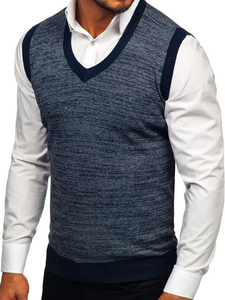 Férfi pulcsi ujjatlan sötétkék Bolf 8131