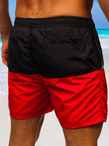 Férfi rövid úszónadrág fekete-piros színben Bolf HM058