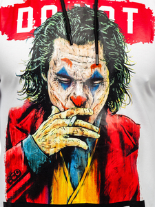 Fehér mintás férfi pulcsi kapucnival Bolf 6384