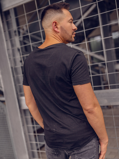 Férfi alap V-nyakú póló Fekete Bolf 4049A