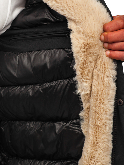 Téli férfi parka fekete színben Bolf 22M51