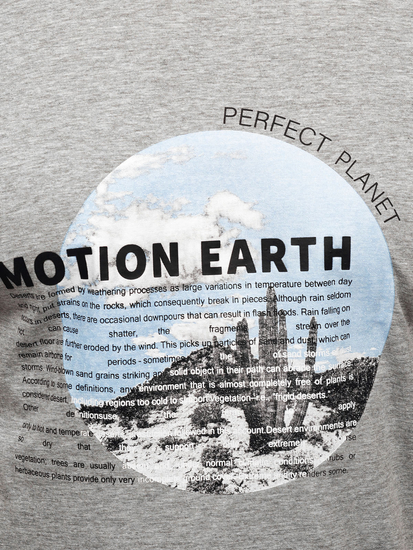 Szürke pamut férfi póló mintával Bolf MPO3466