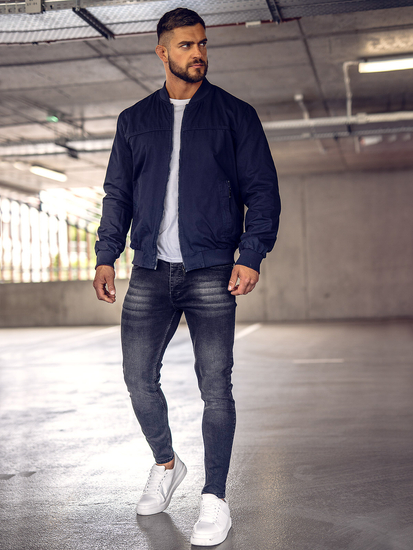 Sötétkék férfi átmeneti bomberdzseki, kétoldalas Bolf 84M3005A