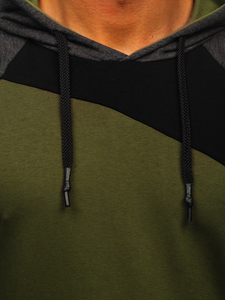 Férfi pulcsi kapucnival khaki Bolf BF-28S