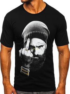 Férfi póló mintával fekete Bolf 142175