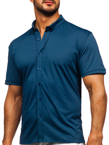Sötétkék rövid ujjú férfi ing Bolf 2005