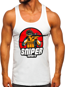 Mintás fehér színű boksz tank-top Bolf 143030