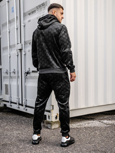 Férfi fekete velúr tréningruha Bolf 3B113A2