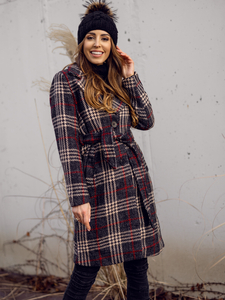 Grafit színű téli női hosszú bélelt kabát övvel Bolf OMDL011