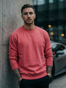 Vastag férfi melegítőfelső kapucni nélkül lazac színben Bolf 2001