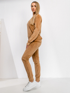 Camel színű kétrészes női bársony melegítő Bolf 8C1173