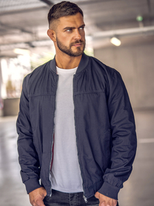 Sötétkék férfi átmeneti bomberdzseki, kétoldalas Bolf 84M3005A