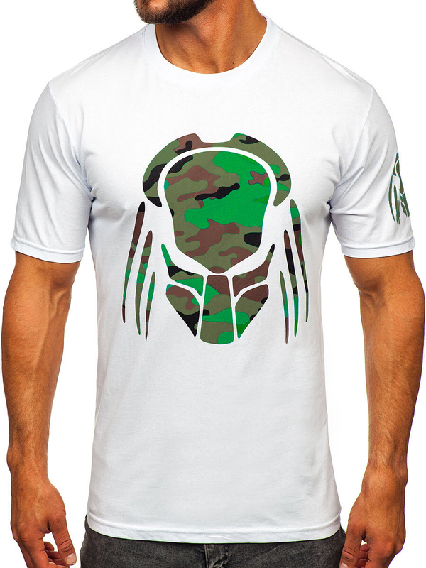 Férfi pamut nyomtatott póló Fehér Bolf 192379