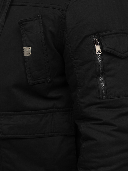 Vastag téli férfi pamut dzseki fekete színben Bolf 1890