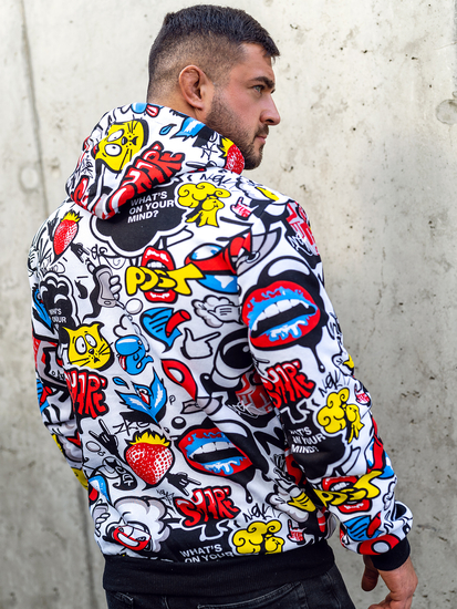 Férfi pulcsi nyomattal és kapucnival multicolor Bolf 141003