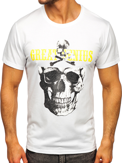 Mintás férfi póló fehér színben Bolf  Y70005