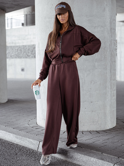 Női két darabos szett cipzárral csokoládé Bolf 821109