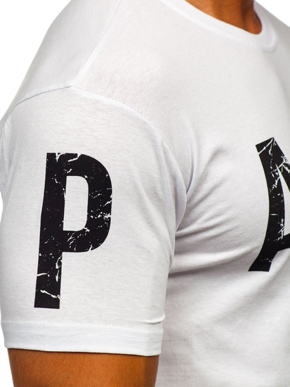 Férfi póló mintával fehér Bolf 1180