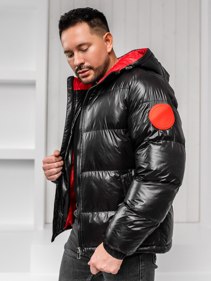 Fekete steppelt téli férfi kabát Bolf 5M3198