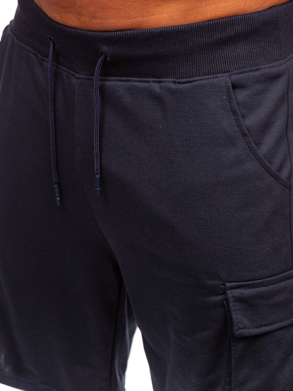 Sötétkék pamut cargo rövidnadrág férfi Bolf 8K1505