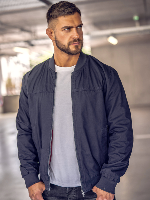 Sötétkék férfi átmeneti bomberdzseki, kétoldalas Bolf 84M3005A