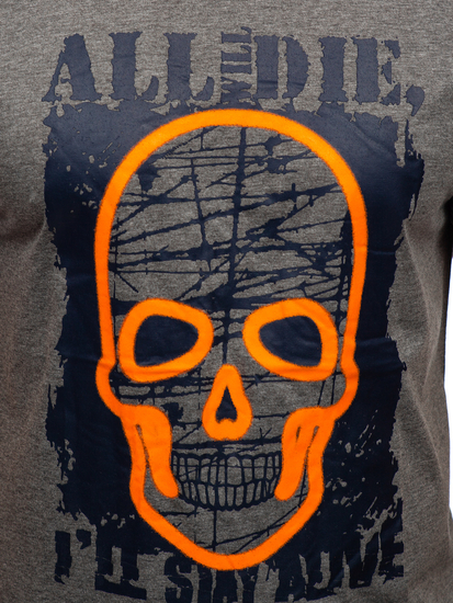 Mintás férfi póló antracitszürke színben Bolf Y70007