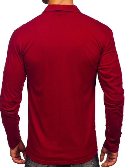 Bordó férfi hosszú ujjú pamut póló Bolf 5119