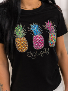 Fekete női póló applikációval Bolf 95T2522