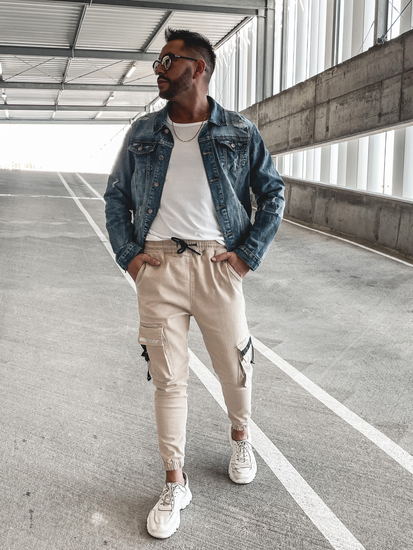 Férfi katonai jogger nadrág bézs színben Bolf 6685