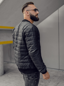 Férfi átmeneti steppelt bomber dzseki fekete Bolf MY-02A2